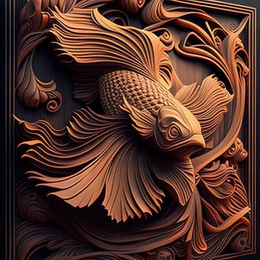 3D model Voilehvostaya fighting fish fish (STL)